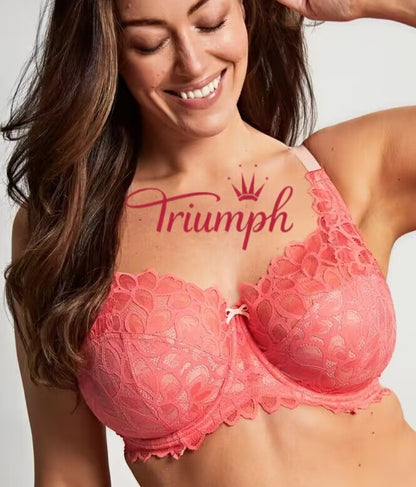 Triumph - (3 szt.) Biustonosz z haftowaną koronką i pełną miseczką