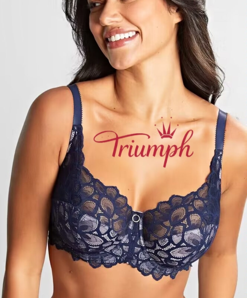 Triumph - (3 szt.) Biustonosz z haftowaną koronką i pełną miseczką